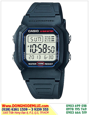 Đồng hồ Casio Học Sinh _Casio W-800H-1AVDF; Đồng hồ điện tử Casio W-800H-1AVDF chính hãng| Bảo hành 2 năm